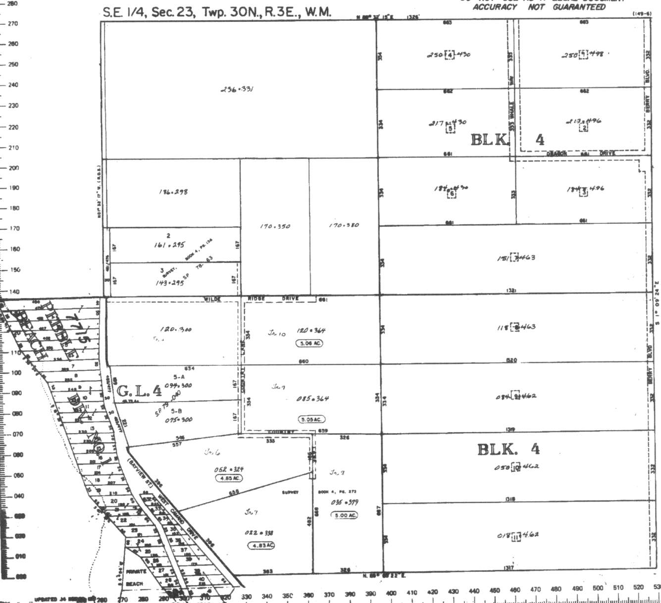 Camano Pebble Beach area, large survey maps, wells, and septic systems ...